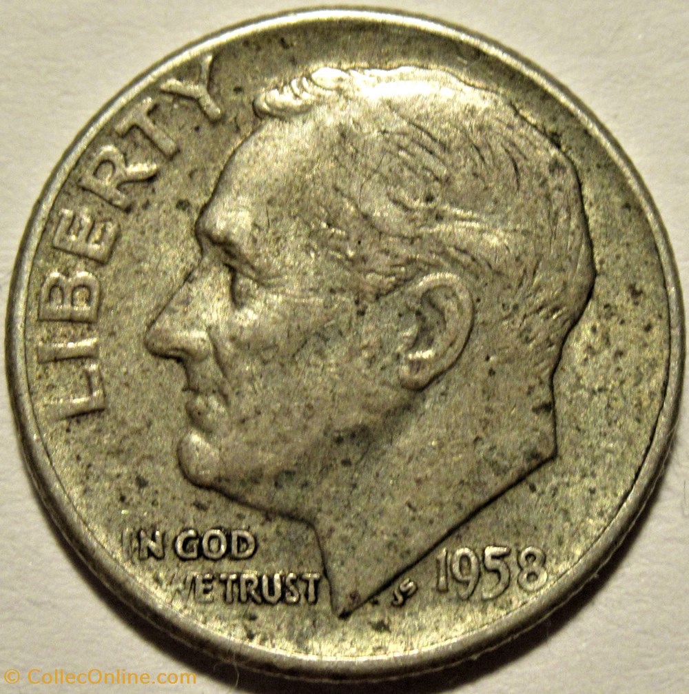 1958 Denver Dime - Repunched Mintmark monnaies monde etats unis 1958 denver dime repunched mintmark
