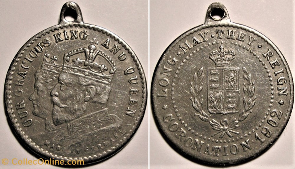 Edward VII & Alexandra - Silvered Medalet, Long May They Reign - GB medaille royaume uni edward vii alexandra silvered medalet long may they reign gb