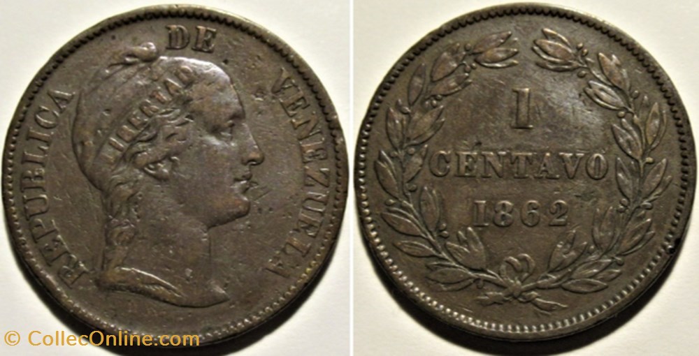 Venezuela - 1 Centavo 1862 monnaies monde venezuela 1 centavo 1862