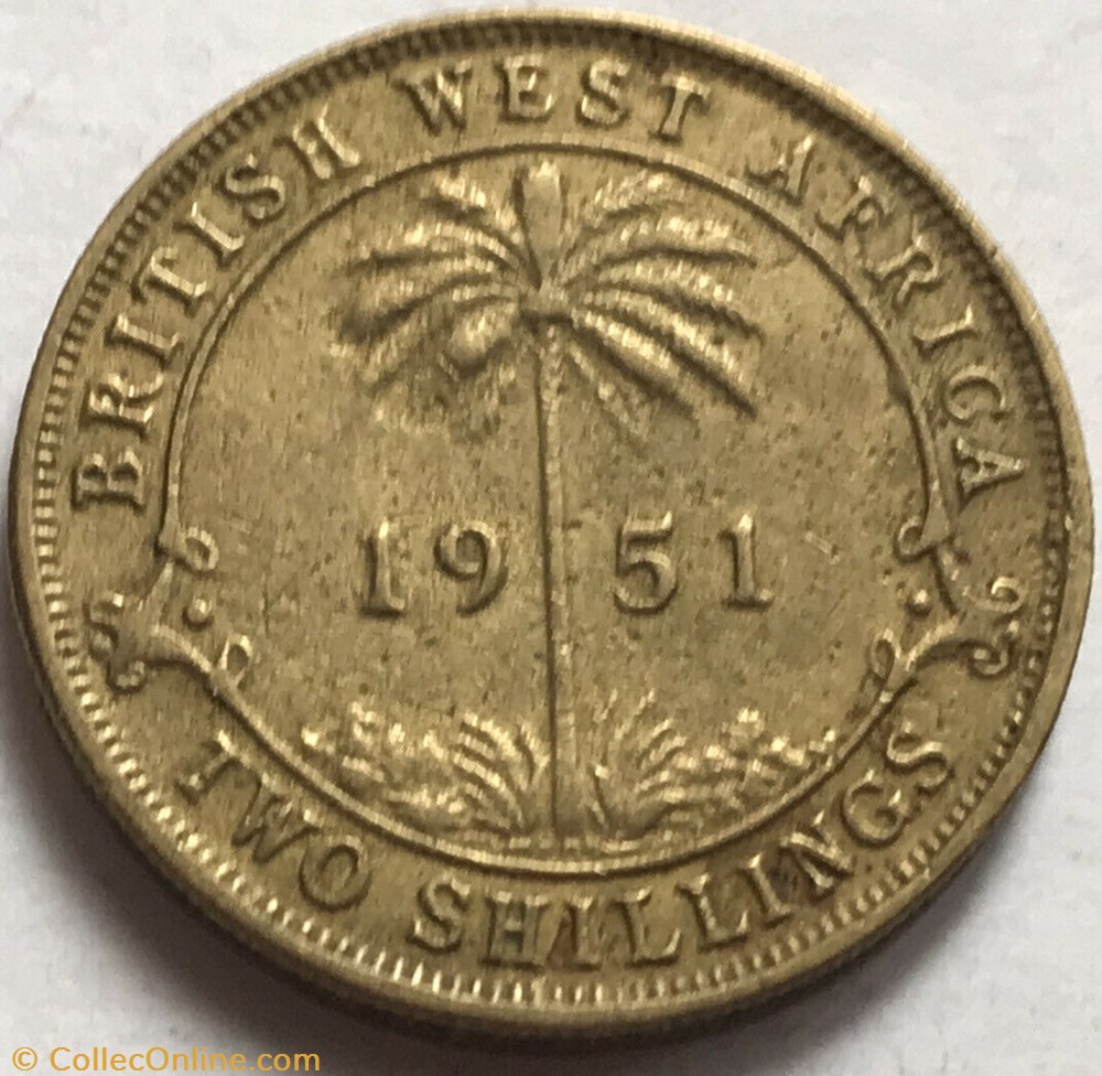 George VI - Two Shillings 1951 H - West Africa monnaies monde nigeria george vi two shillings 1951 h west africa
