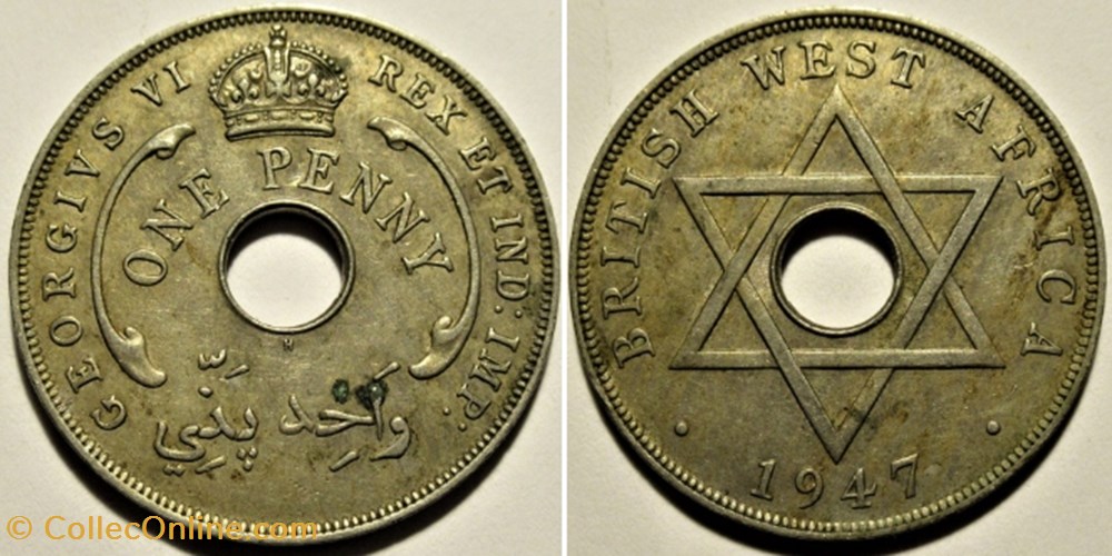 monnaies monde nigeria george vi one penny 1947 west africa