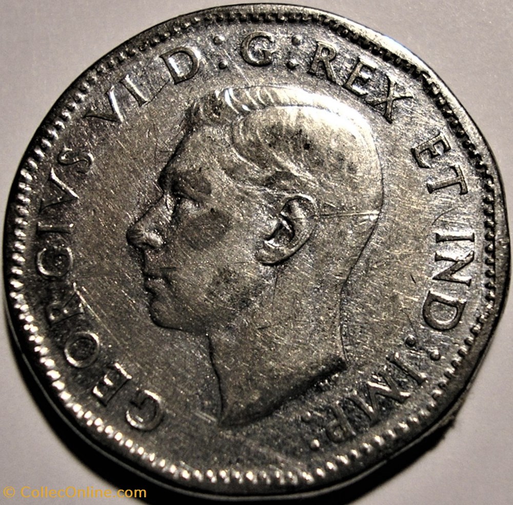 George VI - Five Cents 1945 Victory - Error 2 monnaie monde canadum george vi five cents 1945 victory error