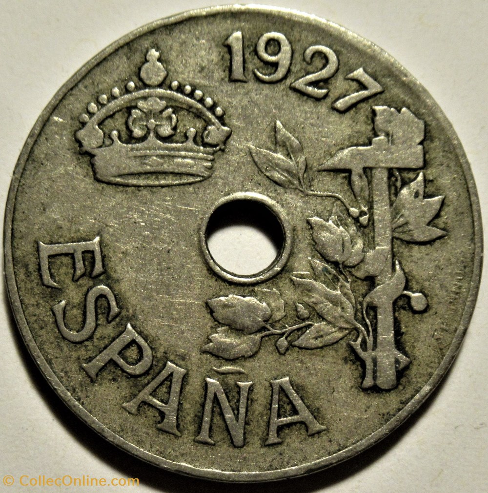 1927 - 25 Centimos - Alfonso XIII de España 2 monnaies monde espagne 1927 25 centimos alfonso xiii de espana