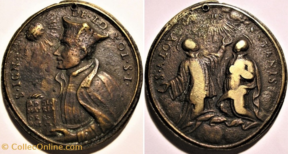 Jesuit medal with three saints - 1700' patrimoine religieux souvenir jesuit medal with three saints 1700