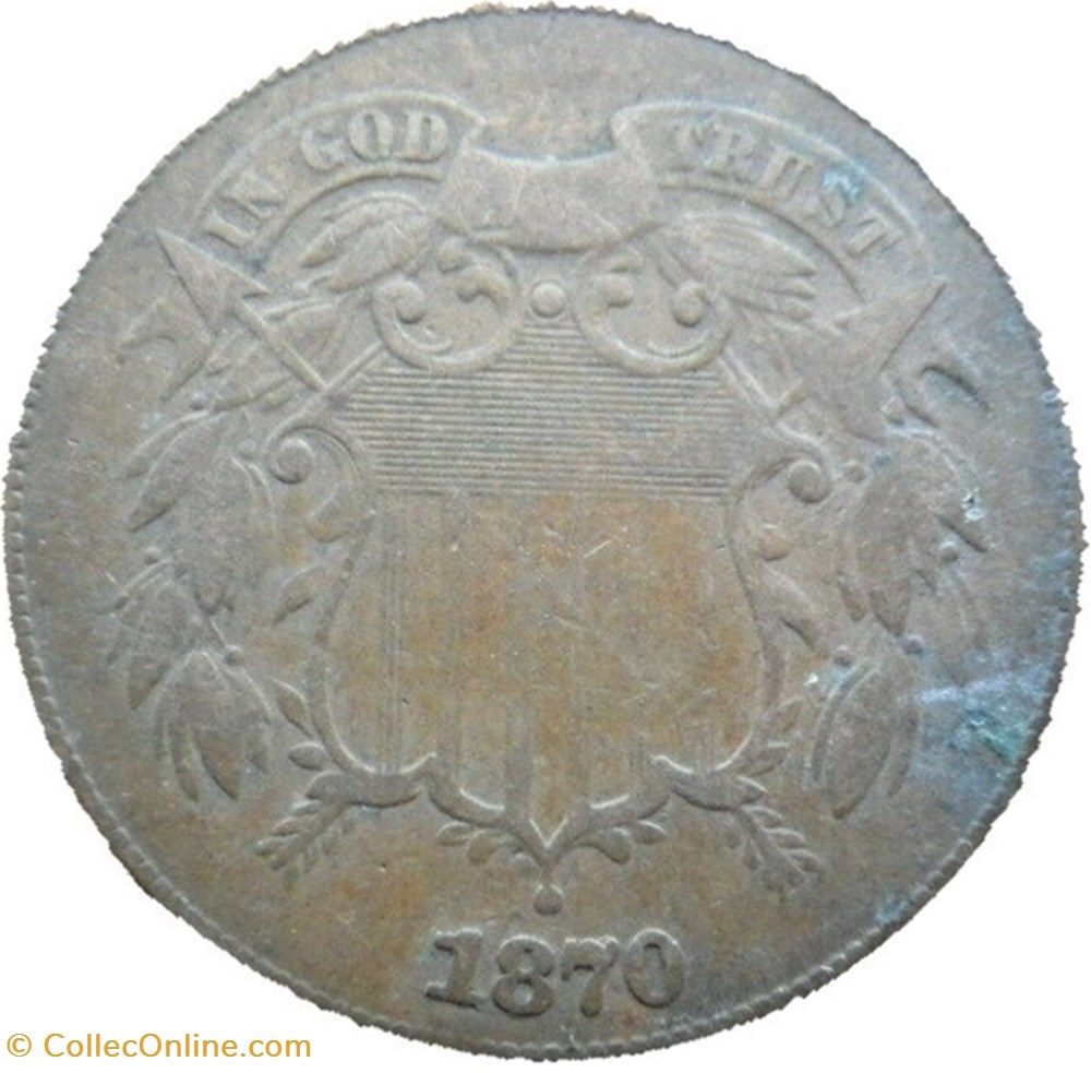 monnaie monde etat uni 1870 two cents ex 2