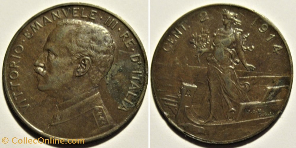 1914 Regno d'Italia, 2 Centesimi, Roma - Vittorio Emanuele III (ex.2) monnaies monde italie 1914 regno italia 2 centesimi roma vittorio emanuele iii ex 2