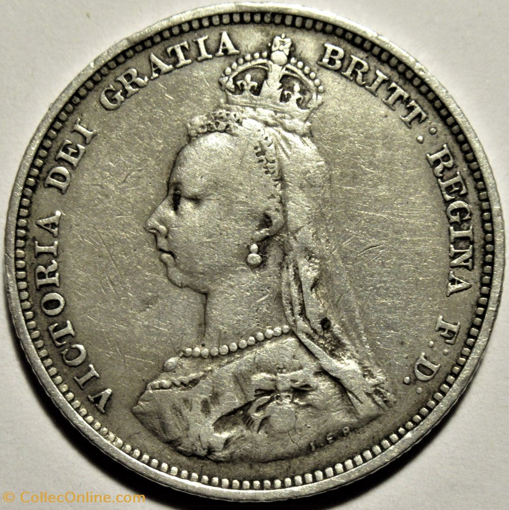 Victoria - Jubilee One Shilling 1888/7 - Great Britain - Overdate 2 monnaies monde royaume uni victoria jubilee one shilling 1888 7 great britain overdate