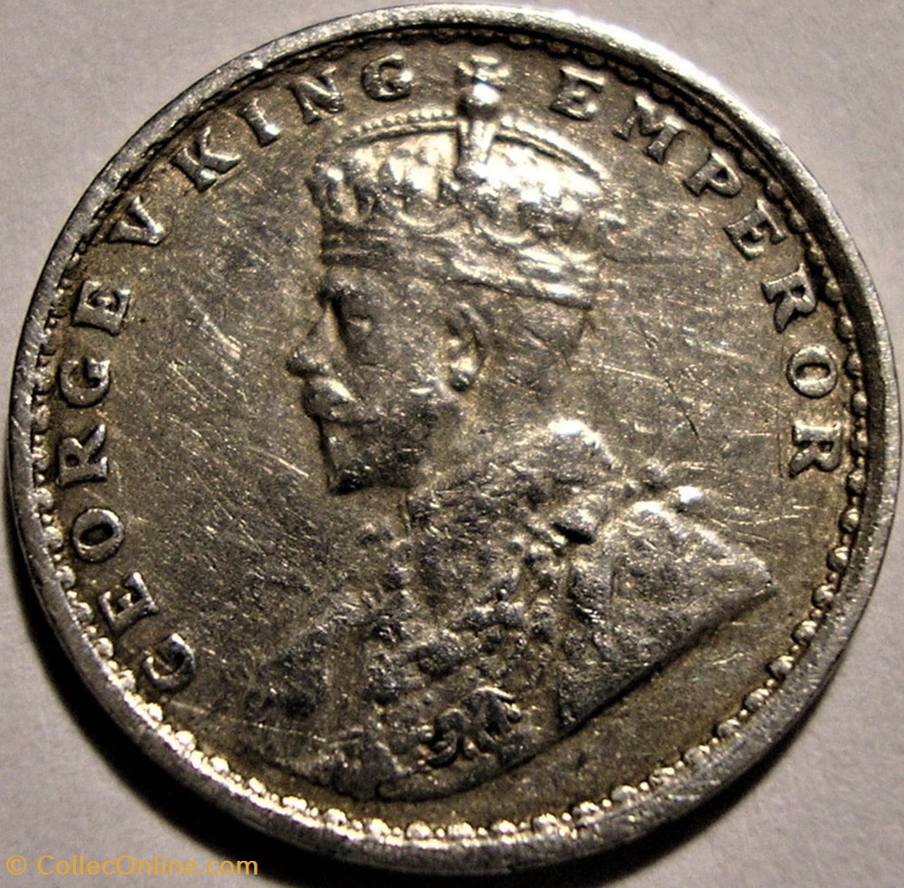 George V - 2 Annas 1915 Bombay - British India (ex.2) monnaie monde inde george v 2 annas 1915 bombay british india ex 2