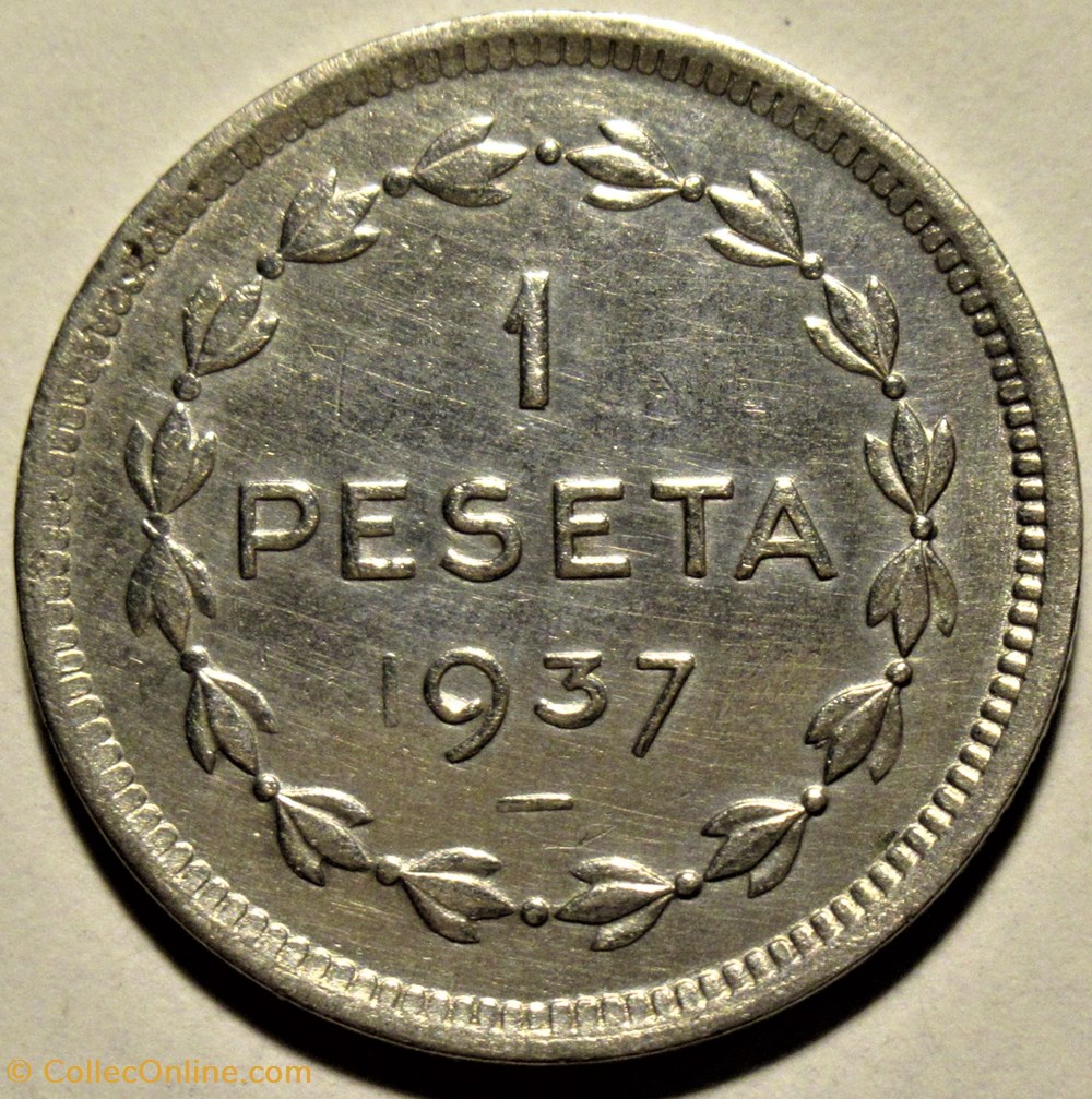 1937 - Una Peseta Euzkadi - Second Republic of Spain 3 monnaies monde espagne 1937 una peseta euzkadi second republic of spain
