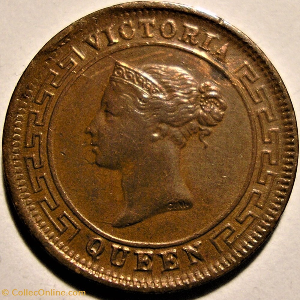 Victoria - Half Cent 1870 - Ceylon - Die edge break monnaie monde sri lanka victoria half cent 1870 ceylon die edge break
