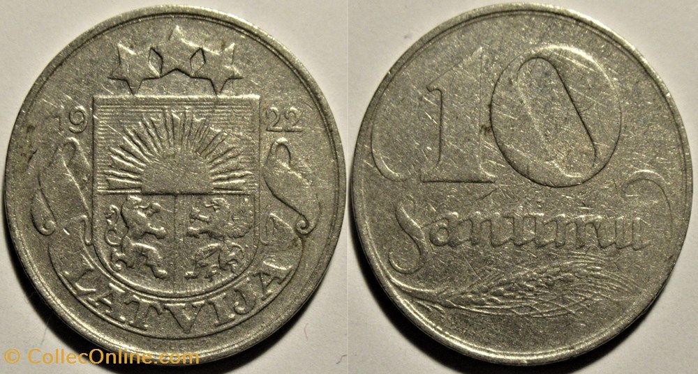 monnaies monde lettonie latvia republic of 10 santimu 1922