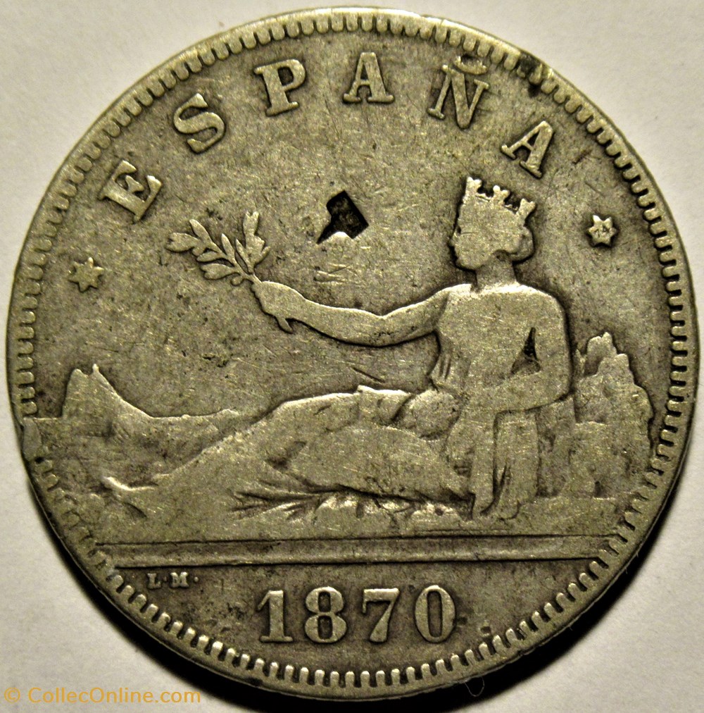 monnaies monde espagne 1870 74 2 pesetas provisional government of spain