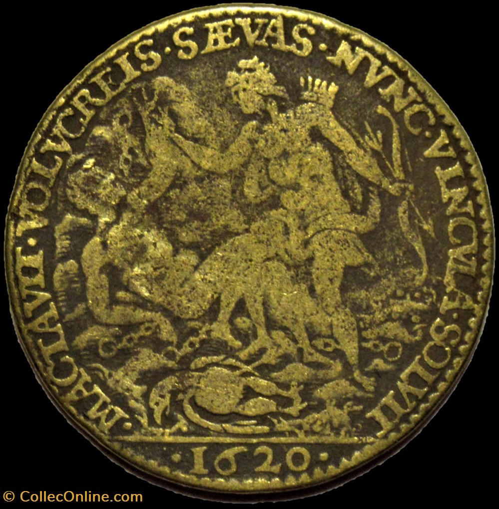 Louis XIII - 1620 Jeton, La Chambre aux deniers, Hercule et Prométhée monnaies paranumismatique jetons poids louis xiii 1620 jeton la chambre aux deniers hercule et promethee