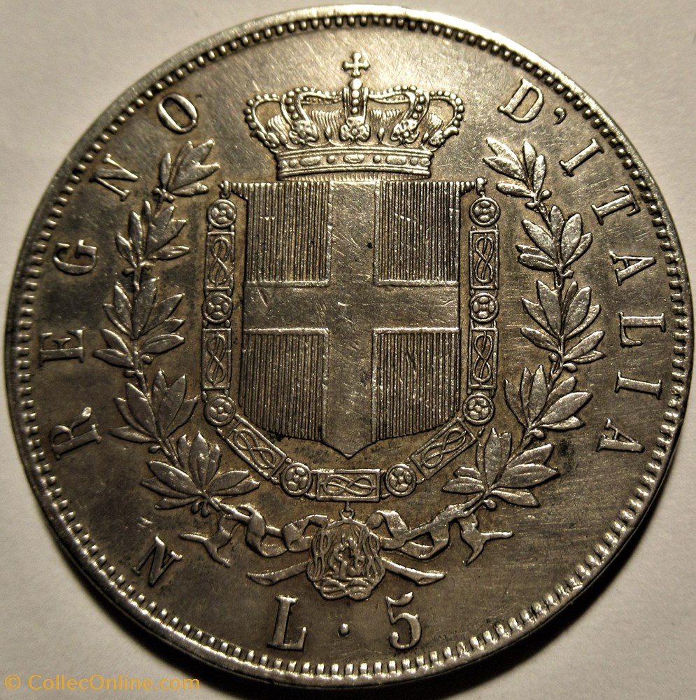 1862 Royaume d'Italie, 5 Lire, Napoli - Vittorio Emanuele II monnaies monde 1862 royaume italie 5 lire napoli vittorio emanuele ii