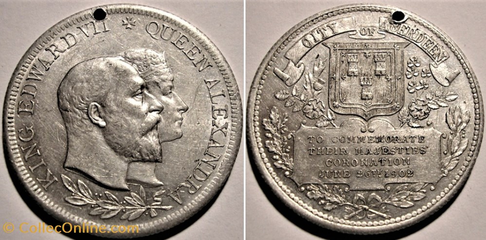 Edward VII & Alexandra - 1902 Coronation Medal, City of Aberdeen, Scotland medaille royaume uni edward vii alexandra 1902 coronation medal city of aberdeen scotland
