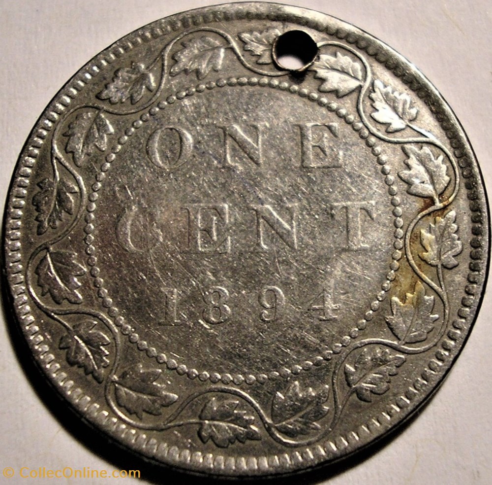 Victoria - One Cent 1894 - Silvered monnaie monde canadum victoria one cent 1894 silvered