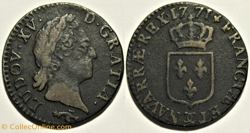 Louis XV - 1/2 Sol à l'écu de Besançon 1771 monnaies europe medievale france royales louis xv 1 2 sol a ecu de besancon 1771