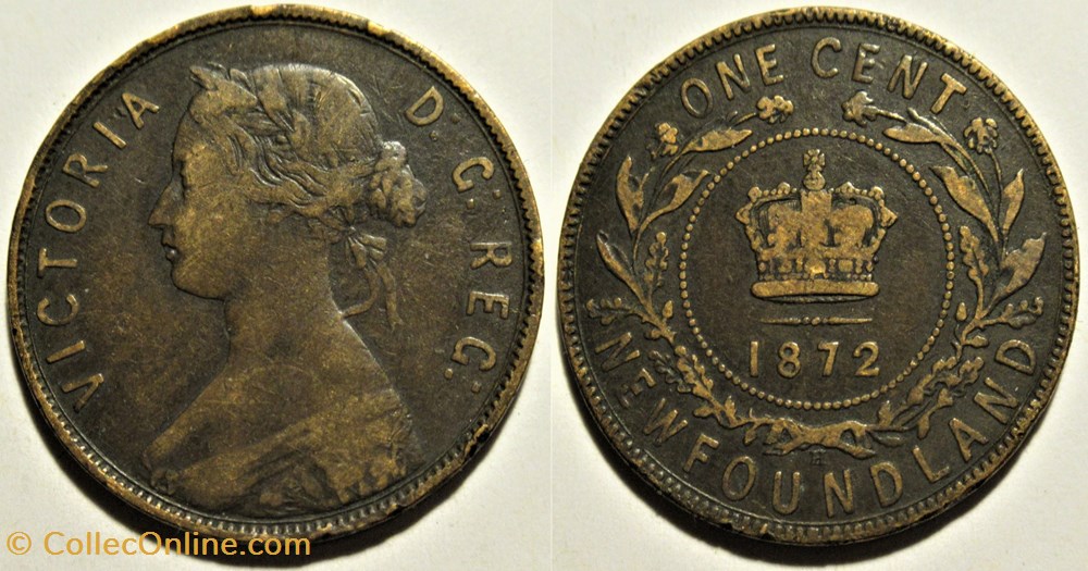 Victoria - One Cent 1872 Newfoundland monnaies monde canada victoria one cent 1872 newfoundland