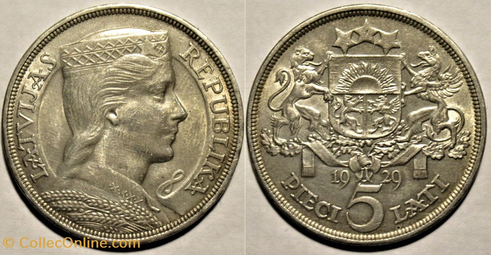 Latvia, Republic of - 5 Lati 1929 monnaies monde lettonie latvia republic of 5 lati 1929