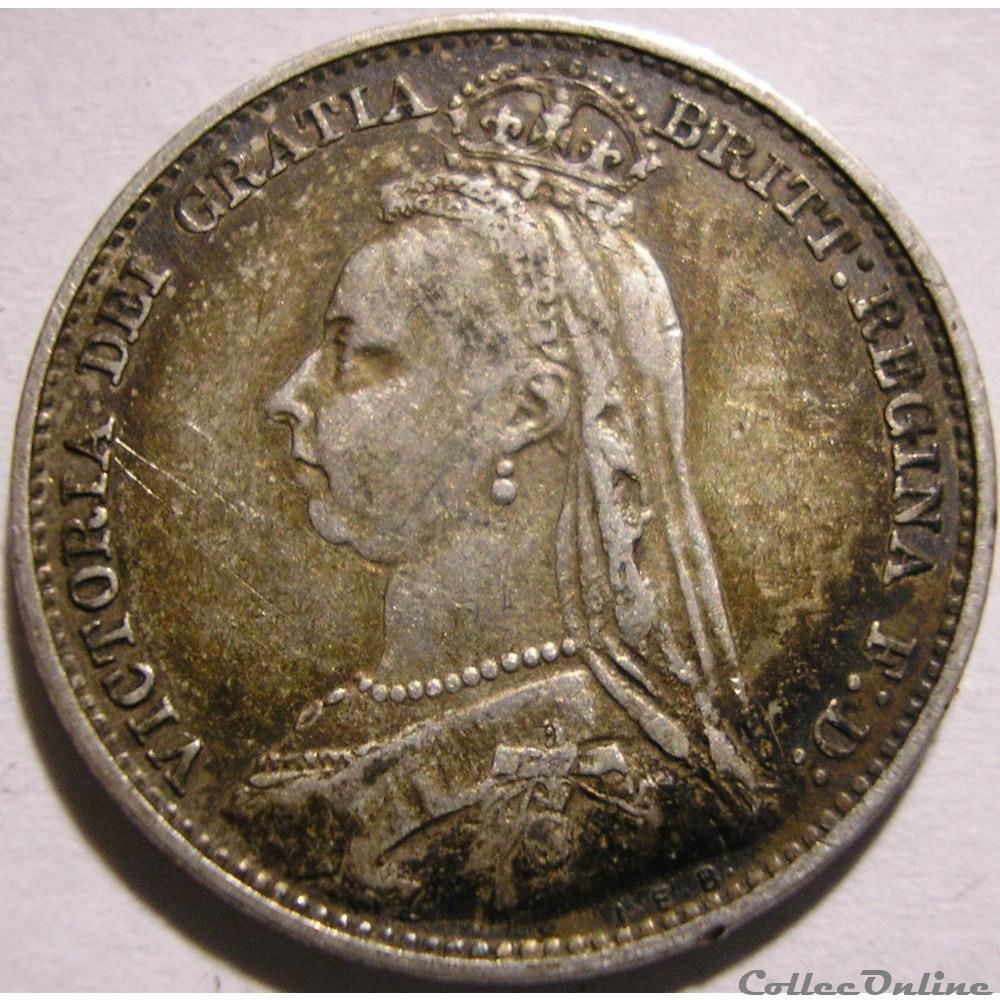 Victoria - Sixpence 1892 - Kingdom of Great Britain monnaies monde royaume uni victoria sixpence 1892 kingdom of great britain