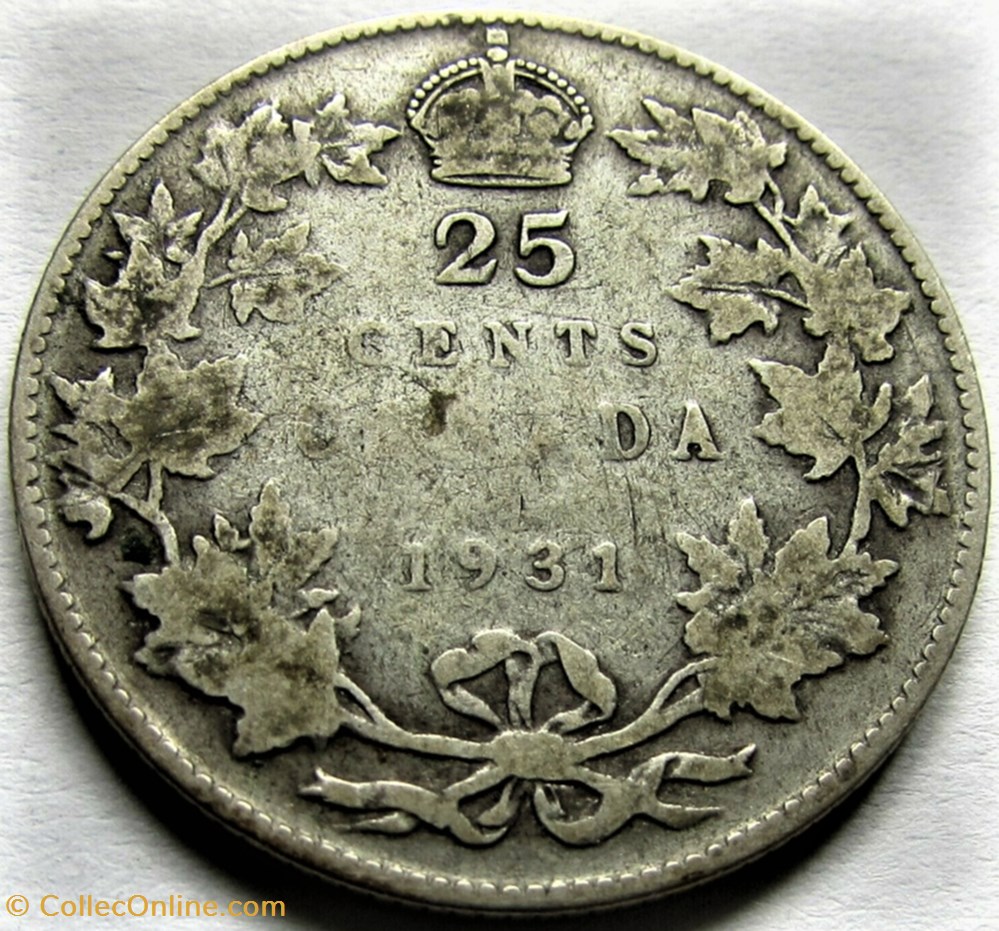 monnaies monde canada george v 25 cents 1931