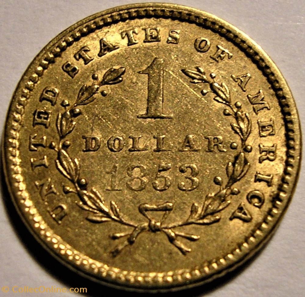 1853 Liberty Head One Dollar 3 monnaies monde etats unis 1853 liberty head one dollar