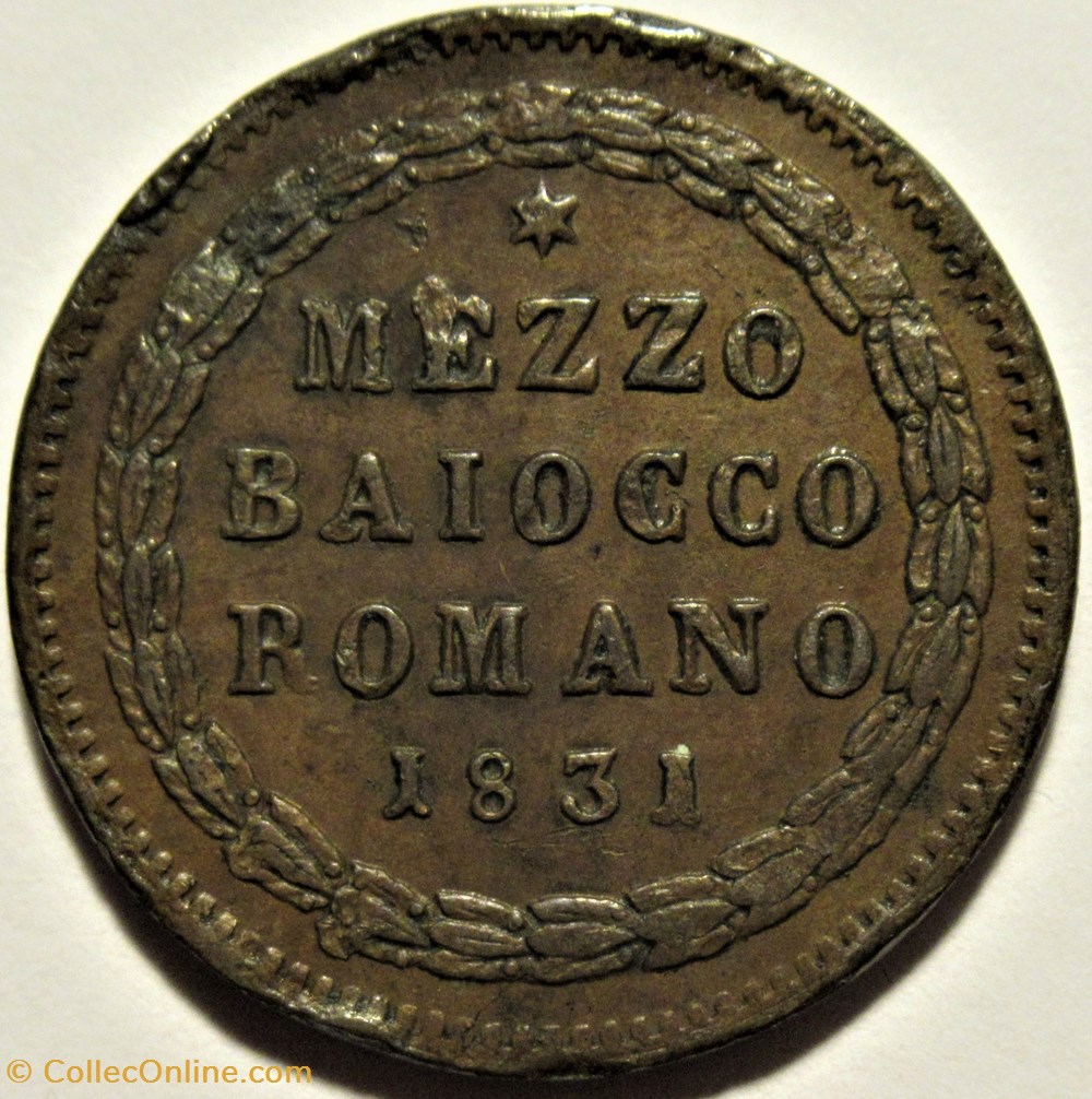 Gregory XVI, Pope - ½ Baiocco 1831, Anno I - Papal States 3 monnaies monde vatican gregory xvi pope baiocco 1831 anno i papal states