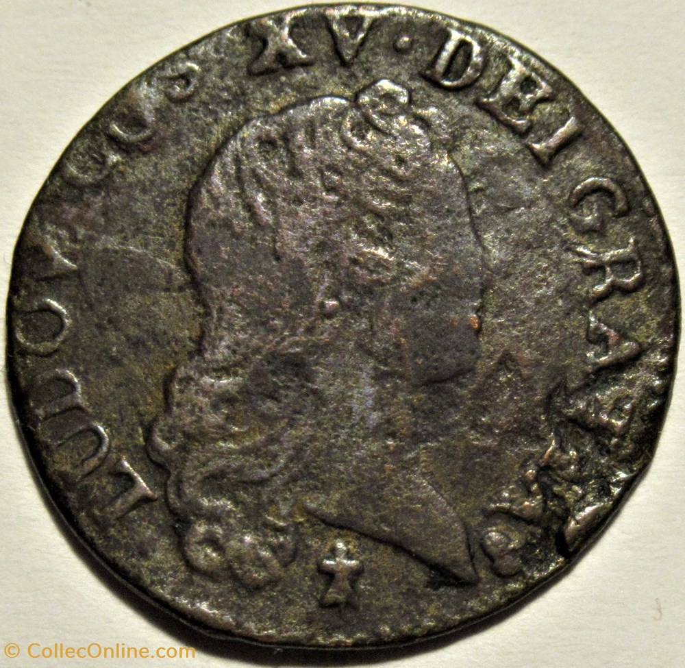 Louis XV - Liard de Reims 1721 monnaies europe medievale france royales louis xv liard de reims 1721