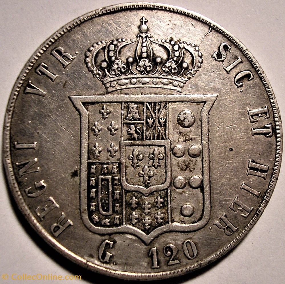 monnaies monde italie 1859 royaume de naples 120 grana francesco ii