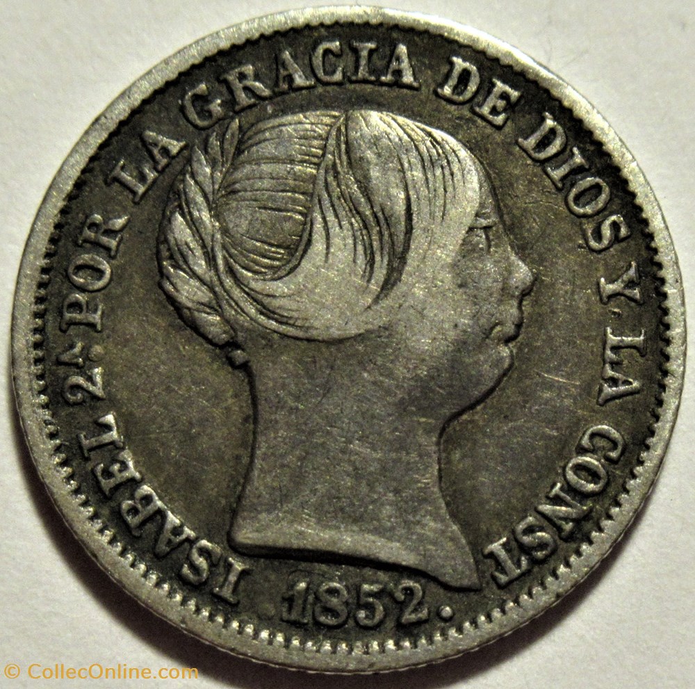 1852 Madrid - 1 Real - Isabel II de España 2 monnaies monde espagne 1852 madrid 1 real isabel ii de espana