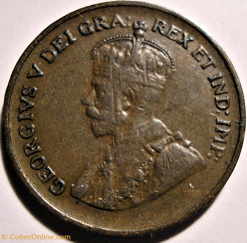 George V - 1 Cent 1935 - Double 5 (ex.2) 2 monnaie monde canadum george v 1 cent 1935 double 5 ex 2