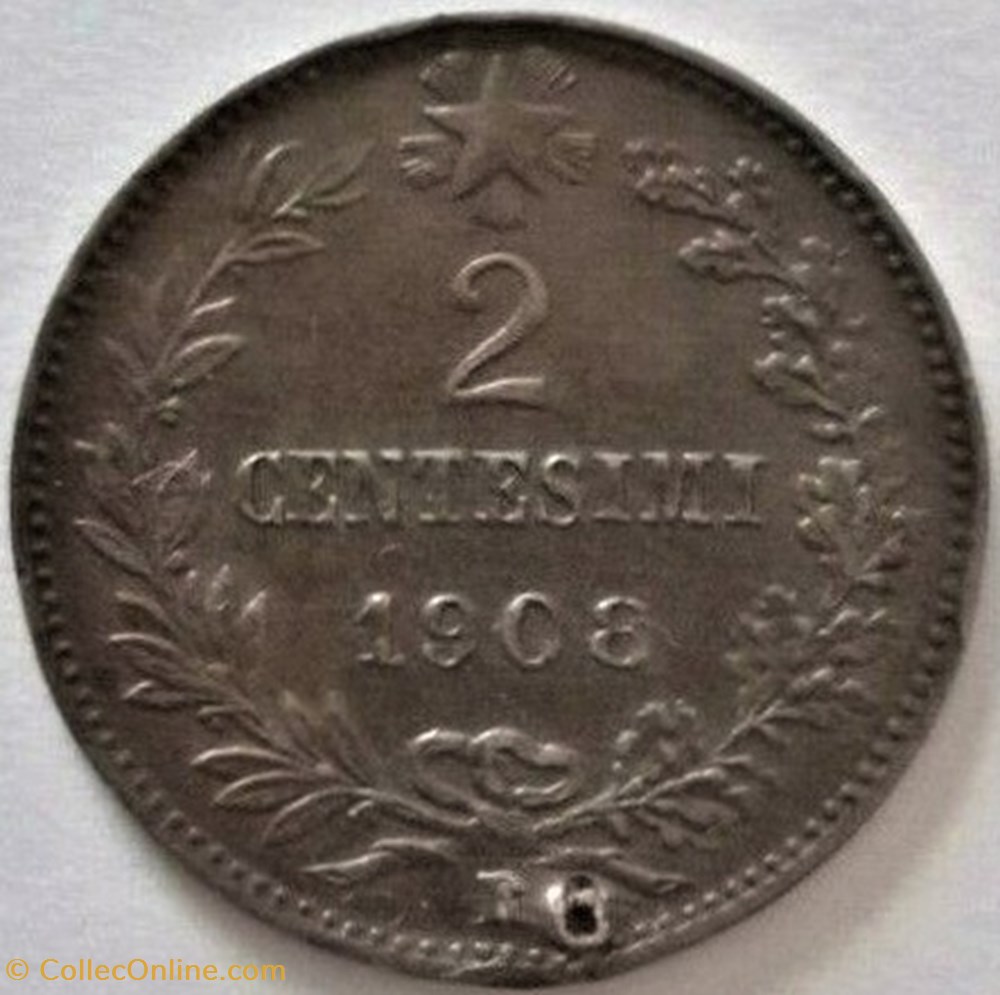monnaies monde italie 1908 regno italia 2 centesimi roma vittorio emanuele iii