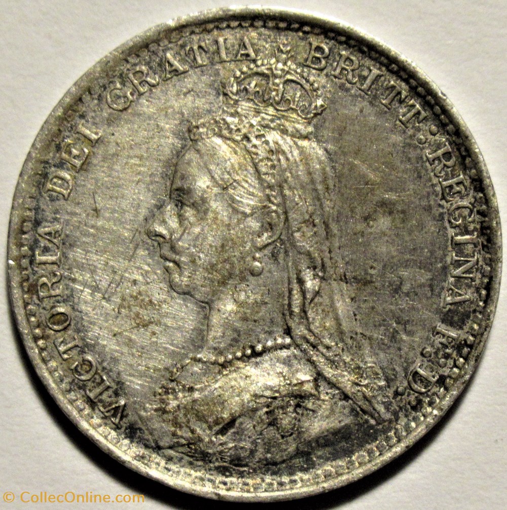 Victoria - 3 pence 1889 Kingdom of Great Britain (ex.4) 2 monnaies monde royaume uni victoria 3 pence 1889 kingdom of great britain ex 4