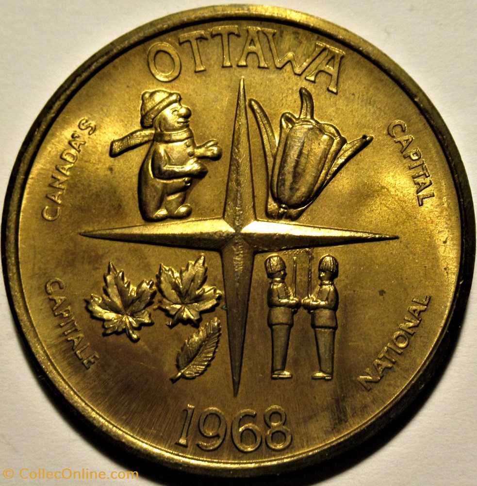 Souvenir Dollar Ottawa, Trade Token 1968 2 monnaies jetons mereaux souvenir dollar ottawa trade token 1968