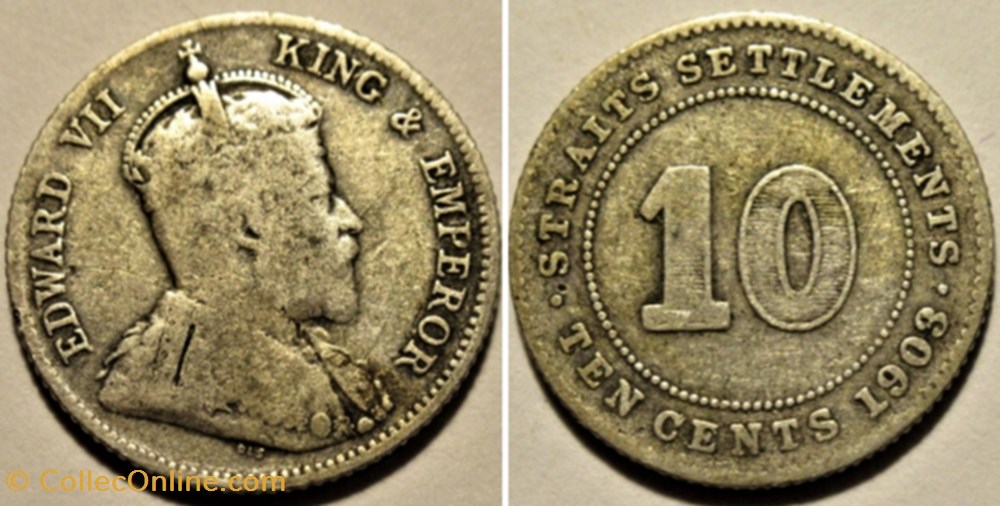 Edward VII - 10 Cents 1903 - Straits Settlements monnaies monde malaisie edward vii 10 cents 1903 straits settlements