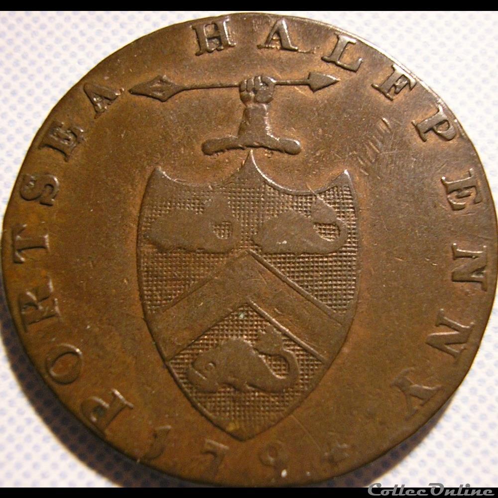 1794 HalfPenny - Portsea, Hampshire monnaies monde royaume uni 1794 halfpenny portsea hampshire