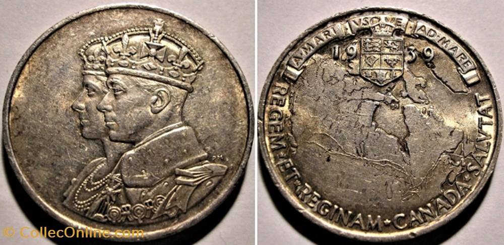 monnaies jetons mereaux george vi elizabeth 1939 royal visit canada silver medal uk