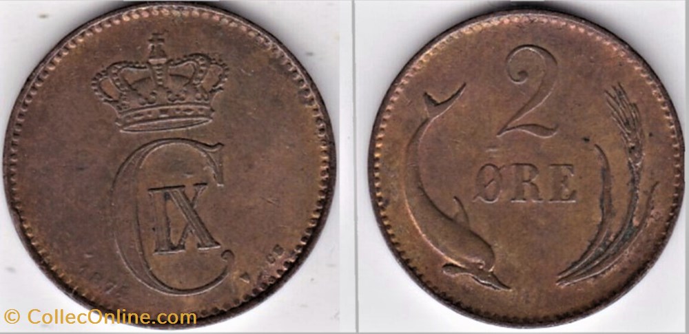 Christian IX Denmark - 2 Øre 1874 monnaies monde danemark christian ix denmark 2 re 1874