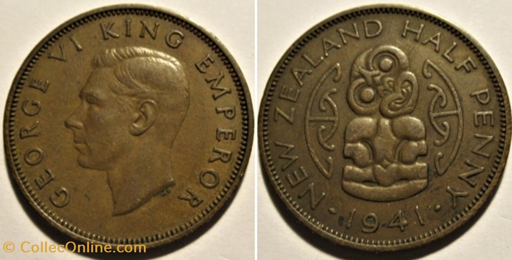 George VI - Half Penny 1941 - New Zealand monnaies monde nouvelle zelande george vi half penny 1941 new zealand