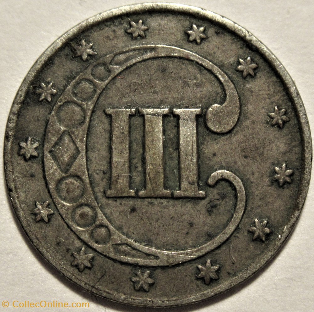 1852 - Silver Three Cents (ex.2) monnaies monde etats unis 1852 silver three cents ex 2