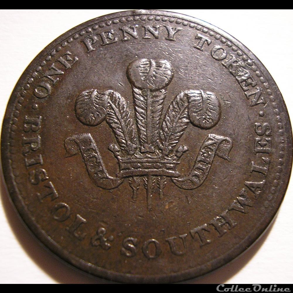 1811 One Penny - Bristol & South Wales 4 monnaies monde royaume uni 1811 one penny bristol south wales