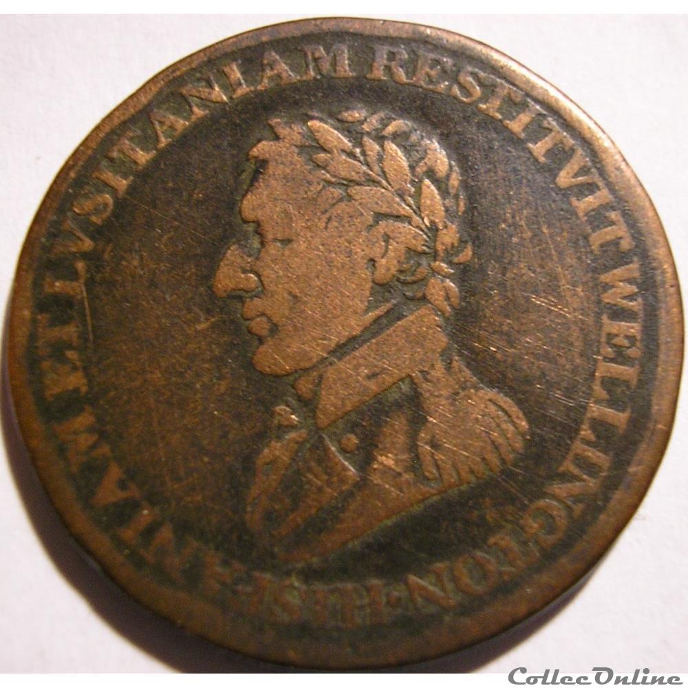Wellington - HalfPenny 1812 Peninsular token to Madrid monnaie monde canadum wellington halfpenny 1812 peninsular token to madrid