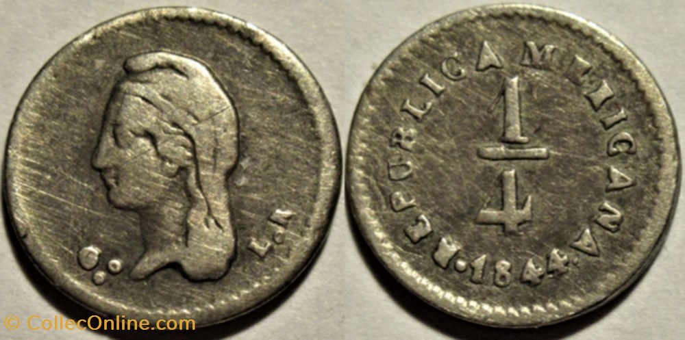 México - 1/4 Real 1844/3 Guanajuato - 1st. Republic monnaies monde mexique mexico 1 4 real 1844 3 guanajuato 1st republic