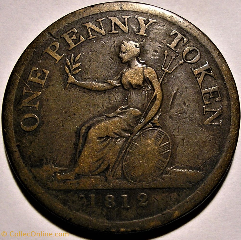 George III - One Penny 1812 Token for Public Accommodation - Sheffield, England 2 monnaie jeton mereaux george iii one penny 1812 token for public accommodation sheffield england