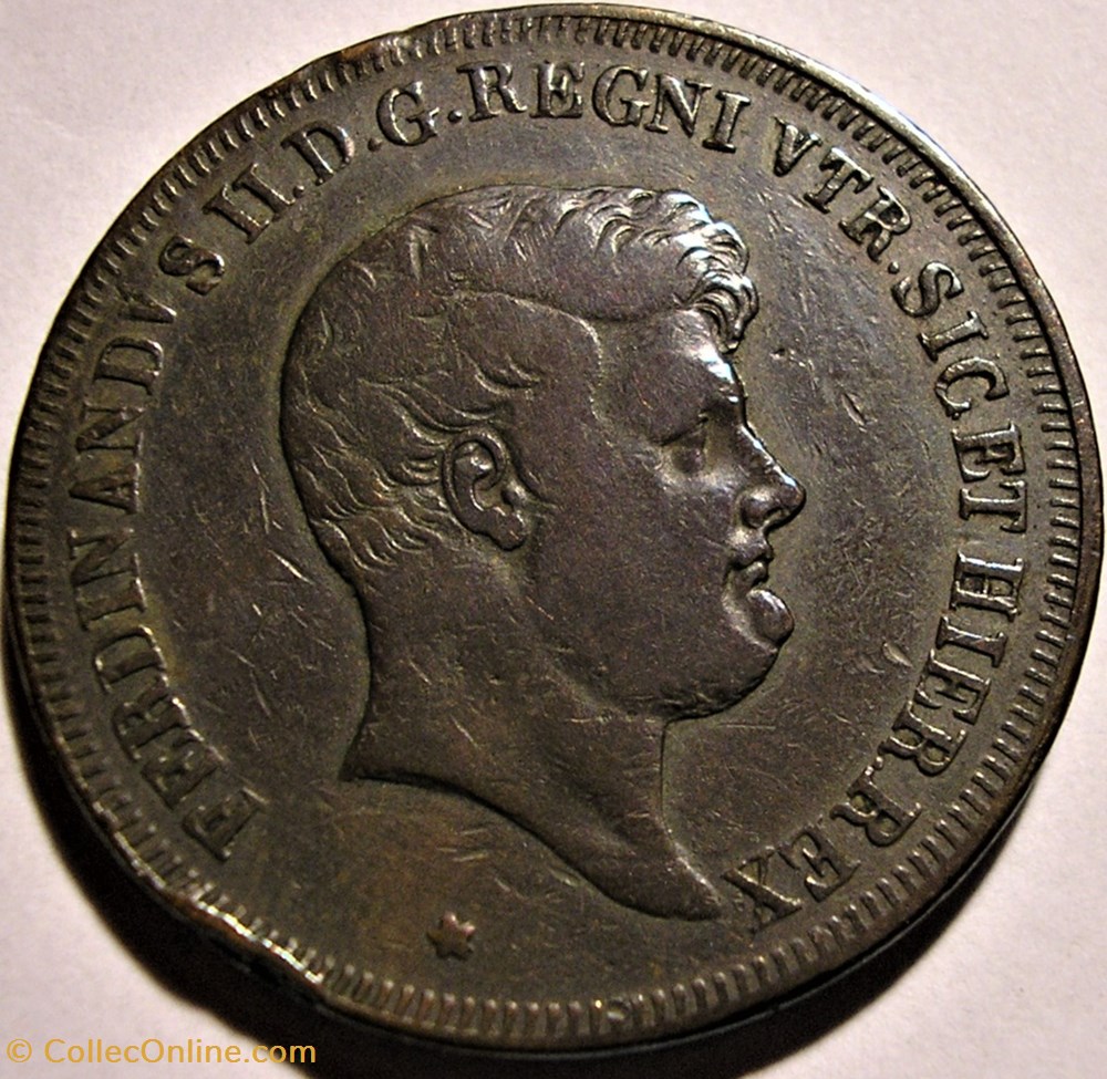 1848 Royaume de Naples, 5 Tornesi - Ferdinando II - Error monnaie monde italie 1848 royaume de naples 5 tornesi ferdinando ii error