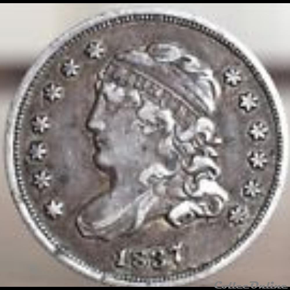 1837 Half Dime - 5 Cents - Repunched Date 2 monnaies monde etats unis 1837 half dime 5 cents repunched date