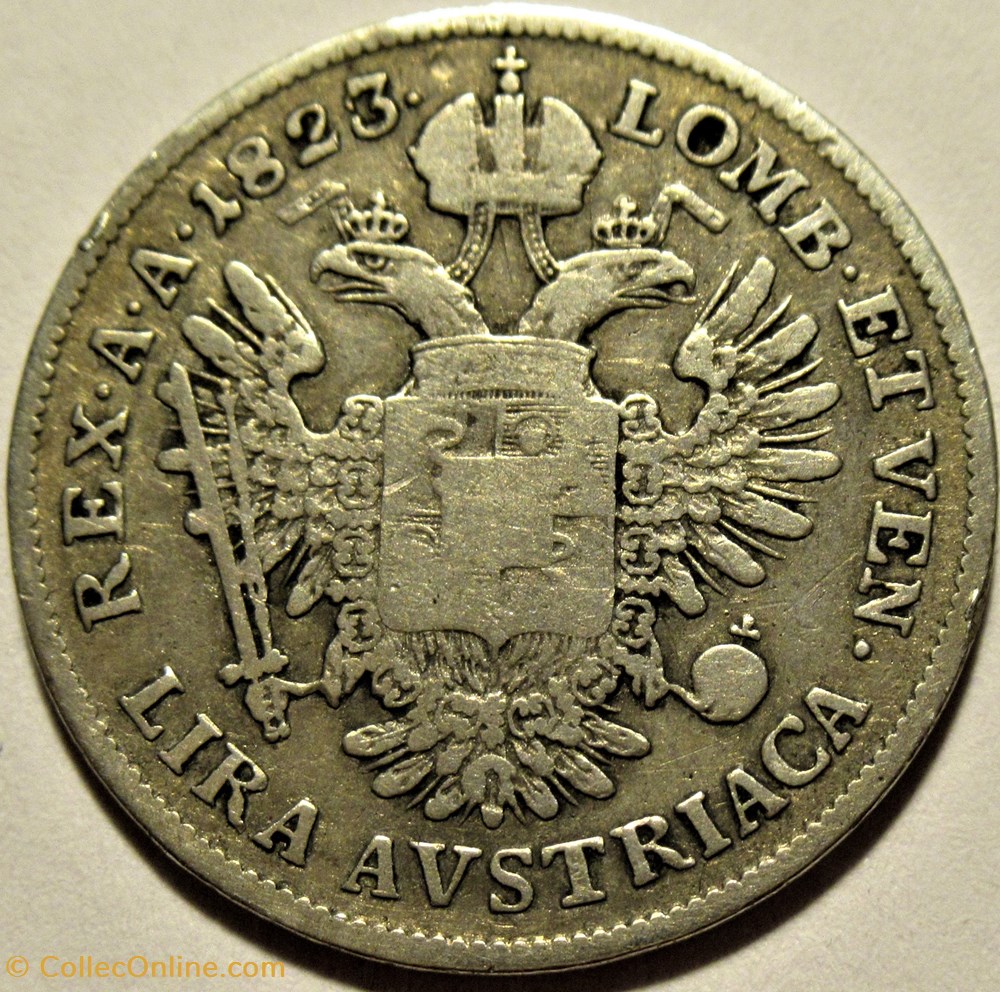 1823/2 Regno Lombardo-Veneto, 1 Lira Austriaca - Franz I d'Asburgo-Lorena 3 monnaies monde italie 1823 2 regno lombardo veneto 1 lira austriaca franz i asburgo lorena