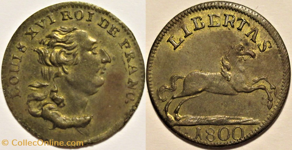 Consulat, 1800 Médaillette - Hommage à Louis XVI, "Libertas" monnaies paranumismatique jetons poids consulat 1800 medaillette hommage a louis xvi libertas