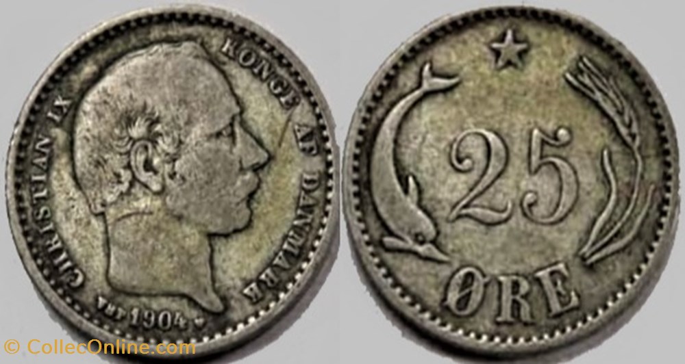 Christian IX Denmark - 25 Øre 1904 monnaies monde danemark christian ix denmark 25 re 1904