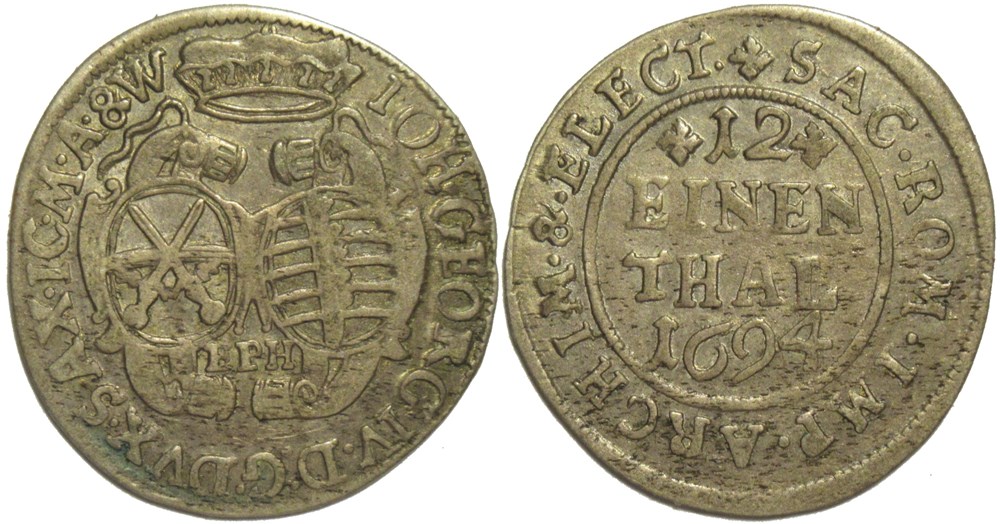 monnaies europe medievale saint empire romain germanique johann georg iv 1 12 thaler 1694 electorate of saxony